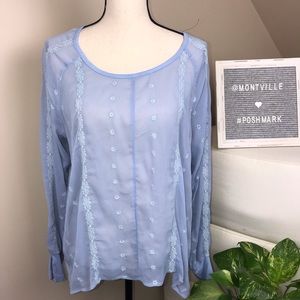 Democracy Light Blue Sheer Blouse Medium